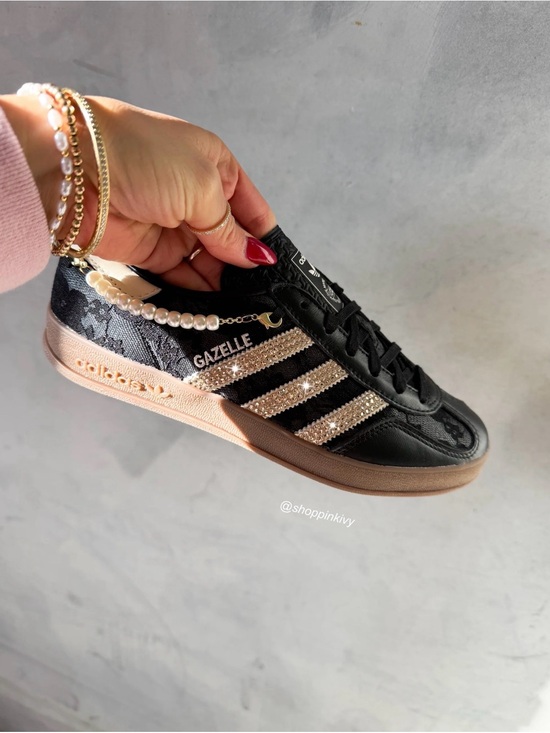 adidas Shoes - adidas Gazelle Women's Black with Rose Gold Accent Sneakers